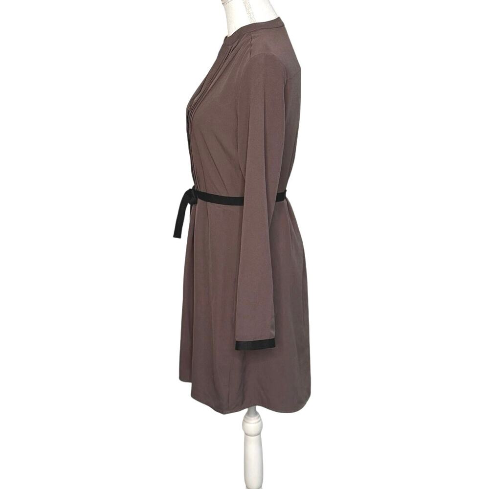 Motivi shirt dress with belt long sleeves brown black made in Italy - Picture 3 of 6